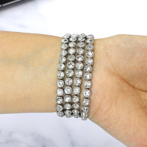 Crystal Diamond Bling CZ Silver Stretch Elastic Apple Watch