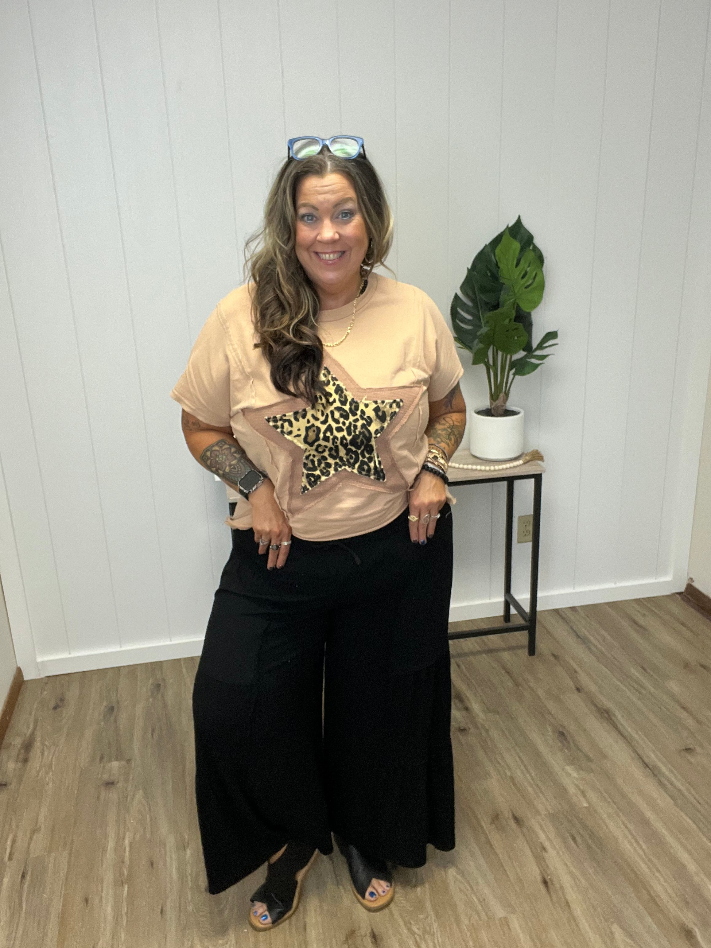 POL LOOSE WIDE LEG PANTS