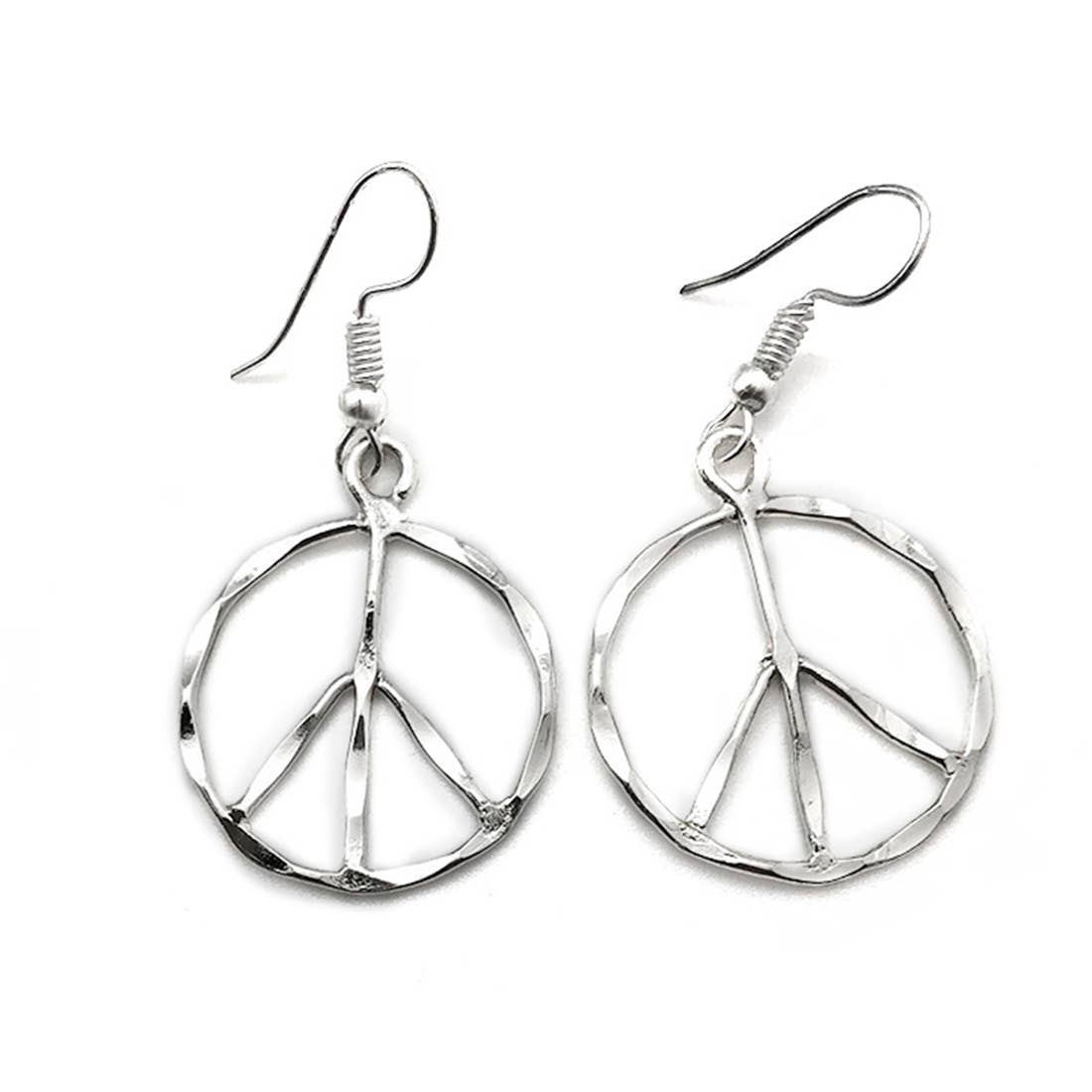 Silver Plated Earrings - Small Peace Sign