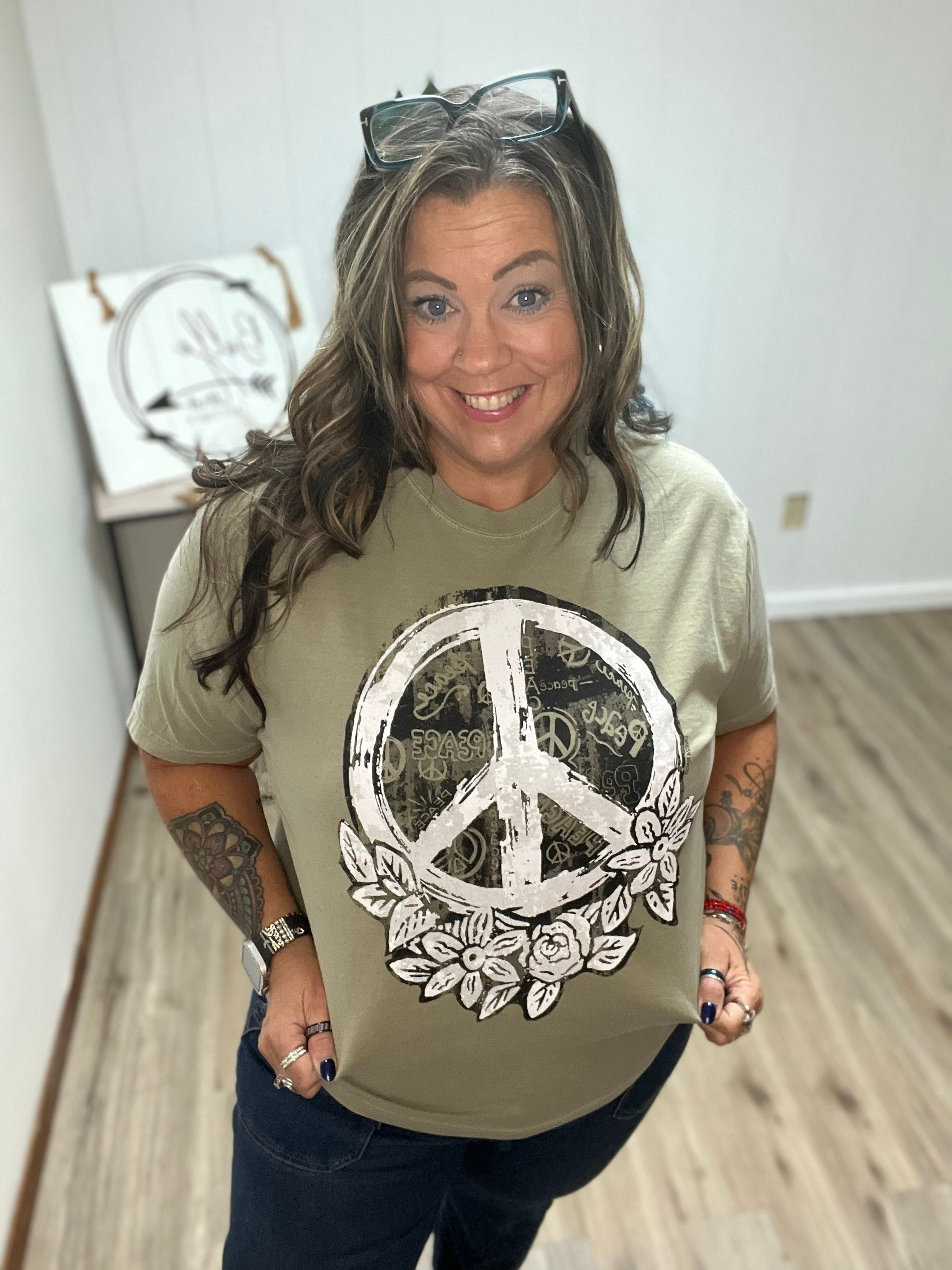 Where Peace Grows-Khaki Tee