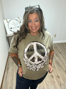Where Peace Grows-Khaki Tee