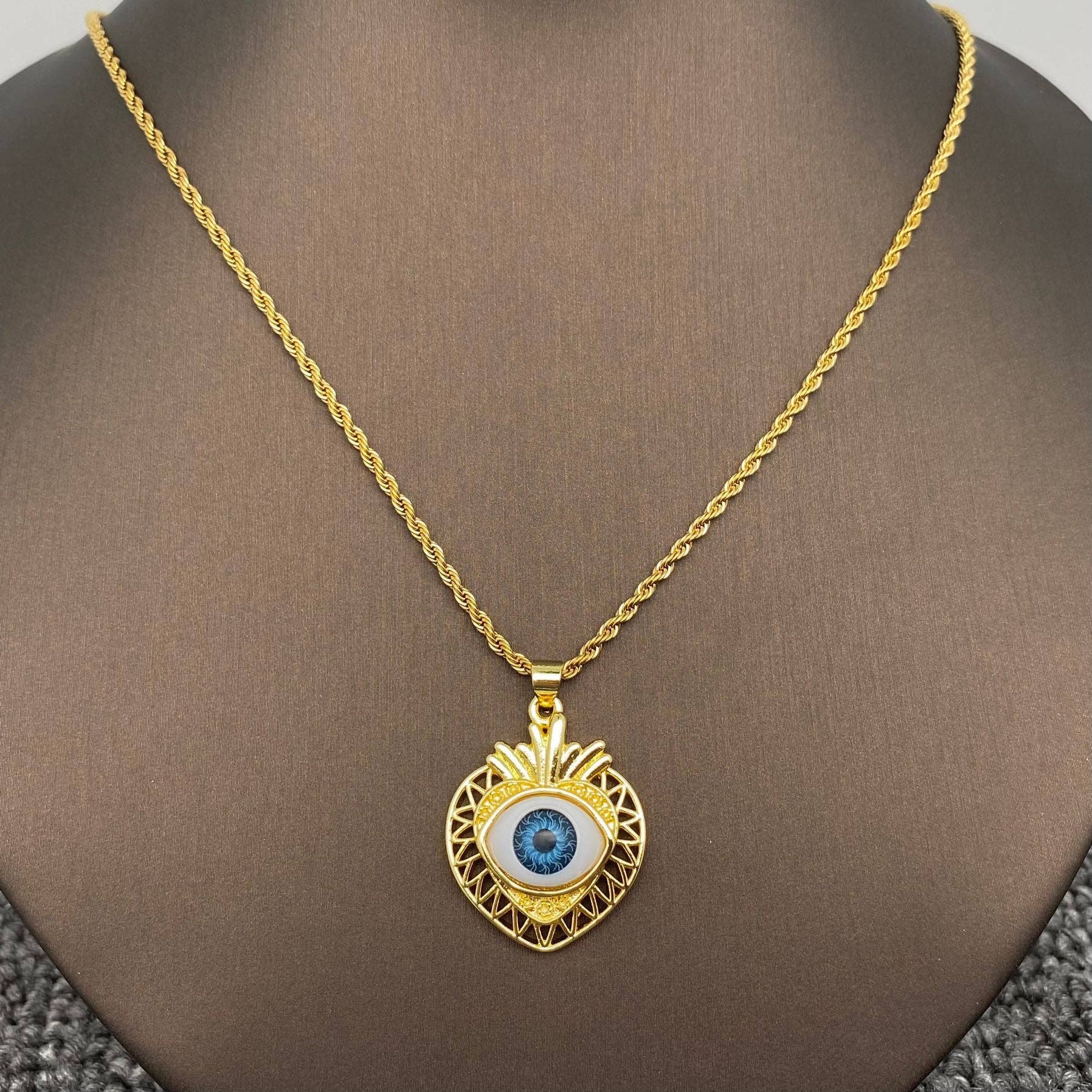 Mio Queena - Multi Style Evil Eyes Gold Plated S.Steel Necklace - FGS