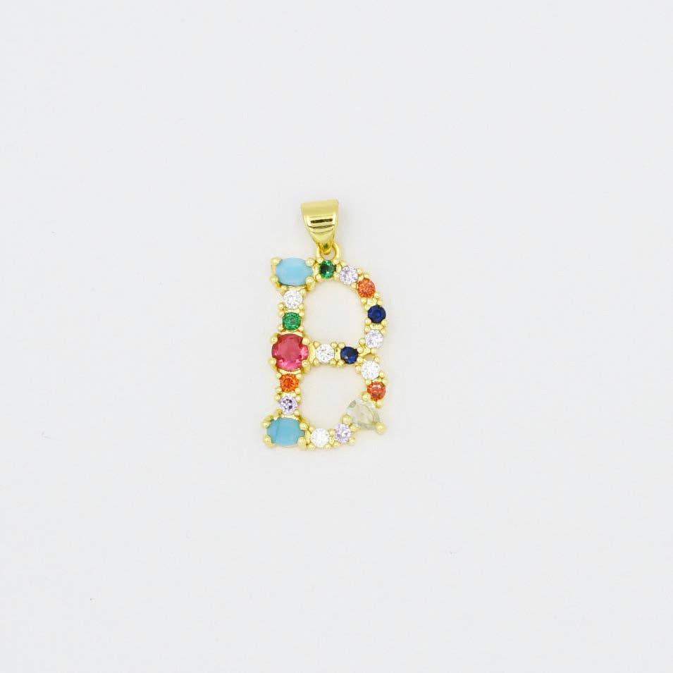Treasure Jewels Inc. - Multi Gem Initial Charm