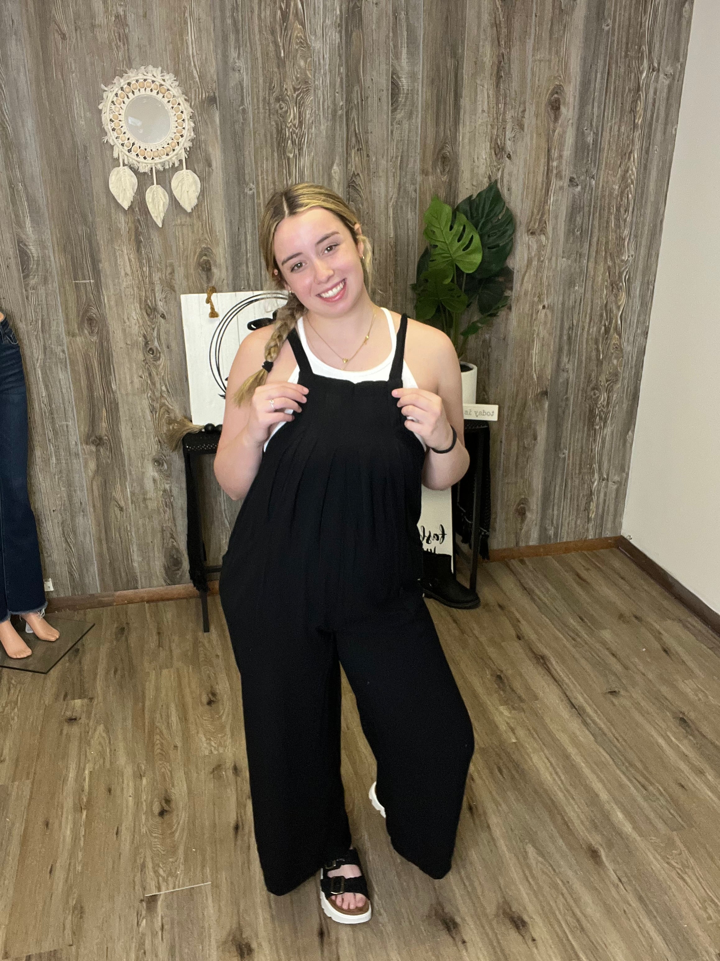 Self-Tie Shoulder Straps Jumpsuit