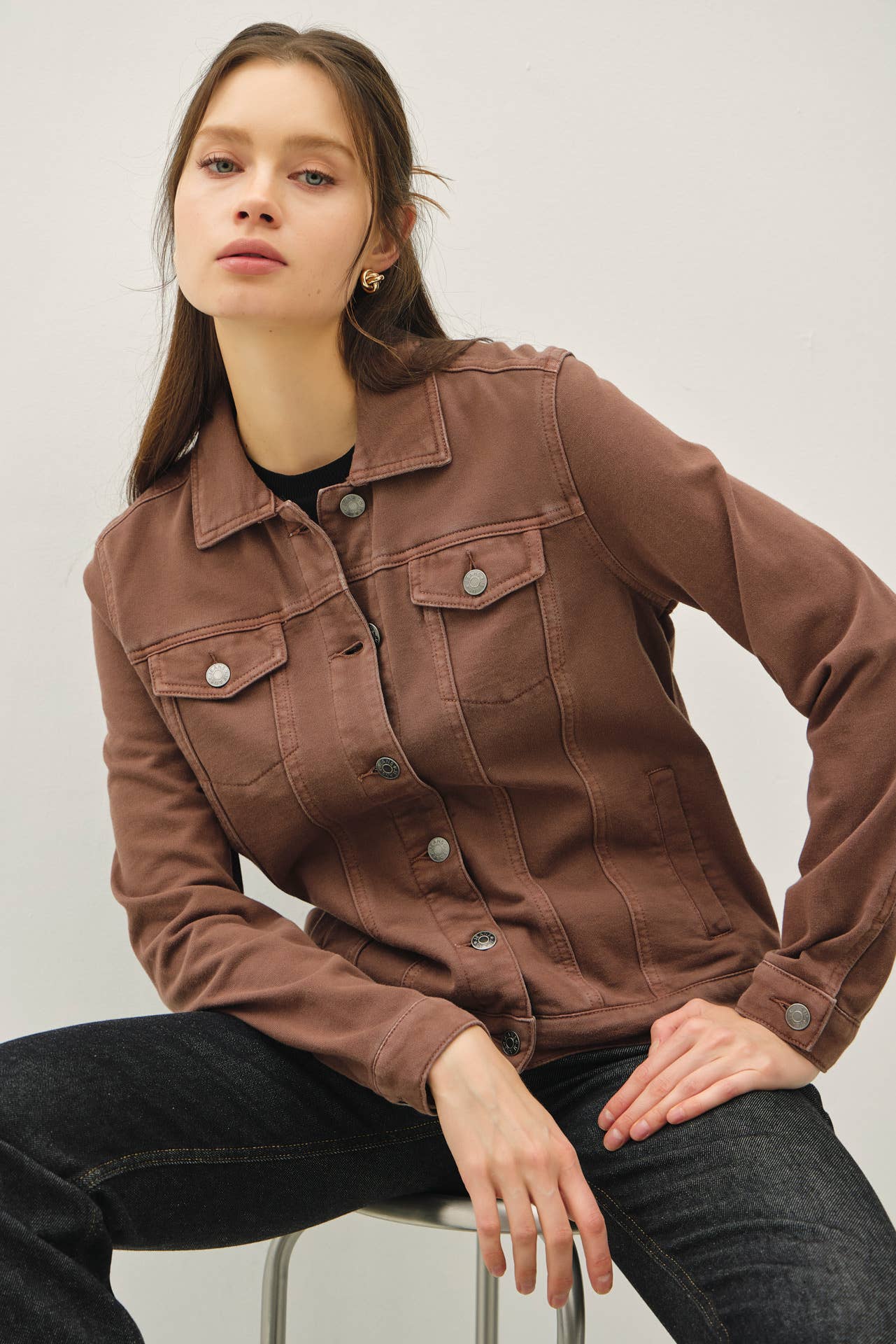 GARMENT-DYE COTTON FLEECE TRUCKER JACKET