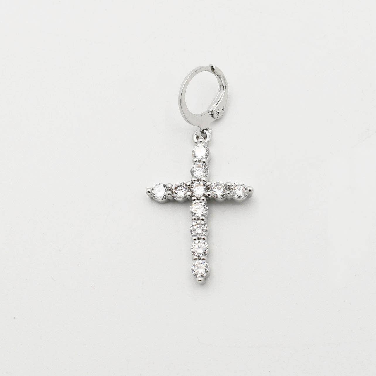 Silver Crystal Cross Charm