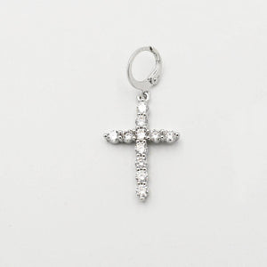 Silver Crystal Cross Charm