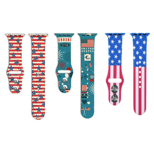 4th of July American Flag Apple Watch Silicone Band Striped