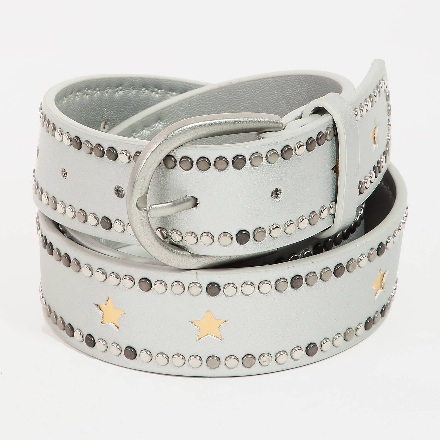 Studded Trim Faux Leather Belt