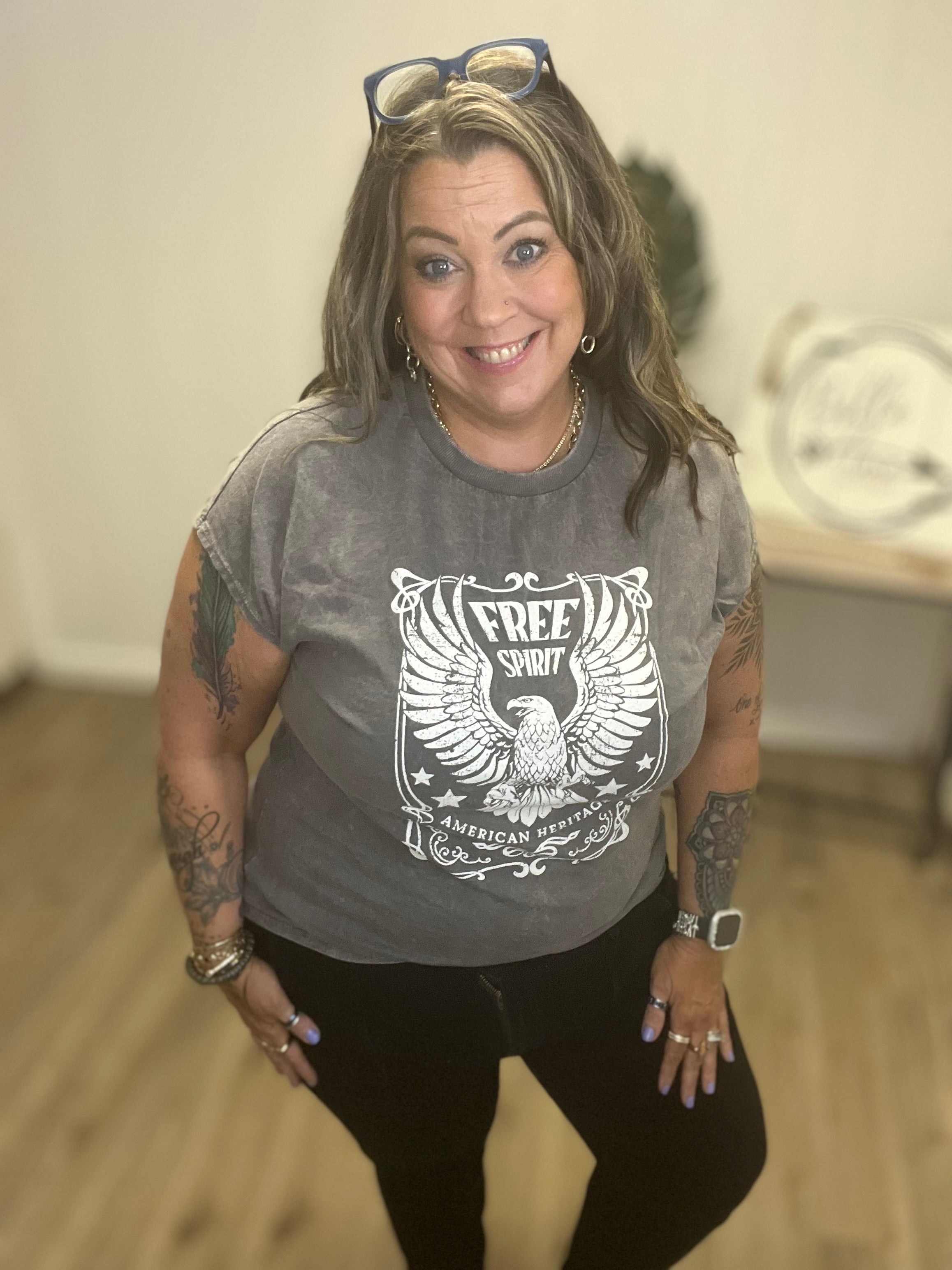 Minera lwashed Free Spirit Muscle Graphic Tank