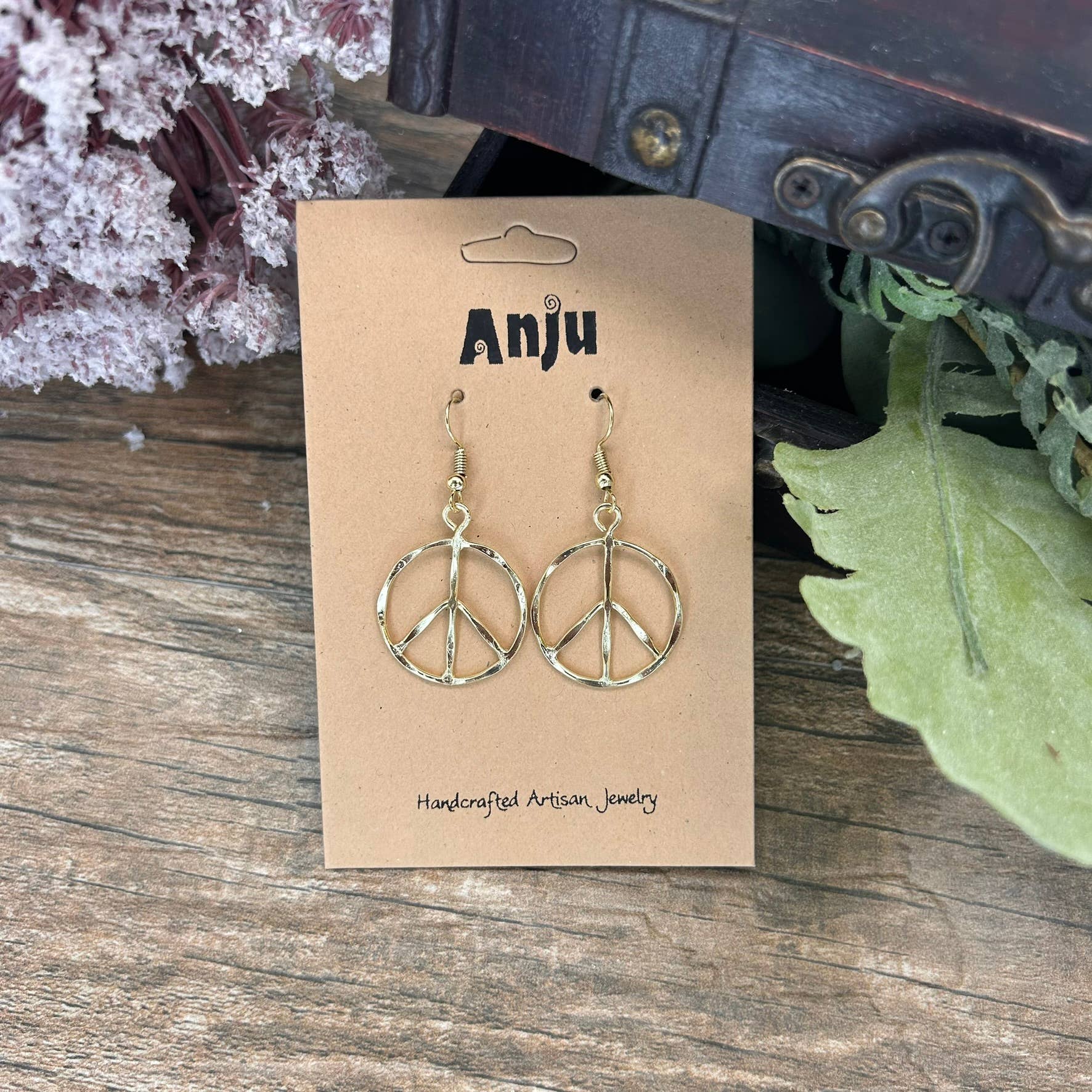 Gold Plated Earrings - Small Size Peace Sign
