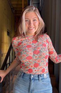 VINTAGE FLORAL MESH TOPS
