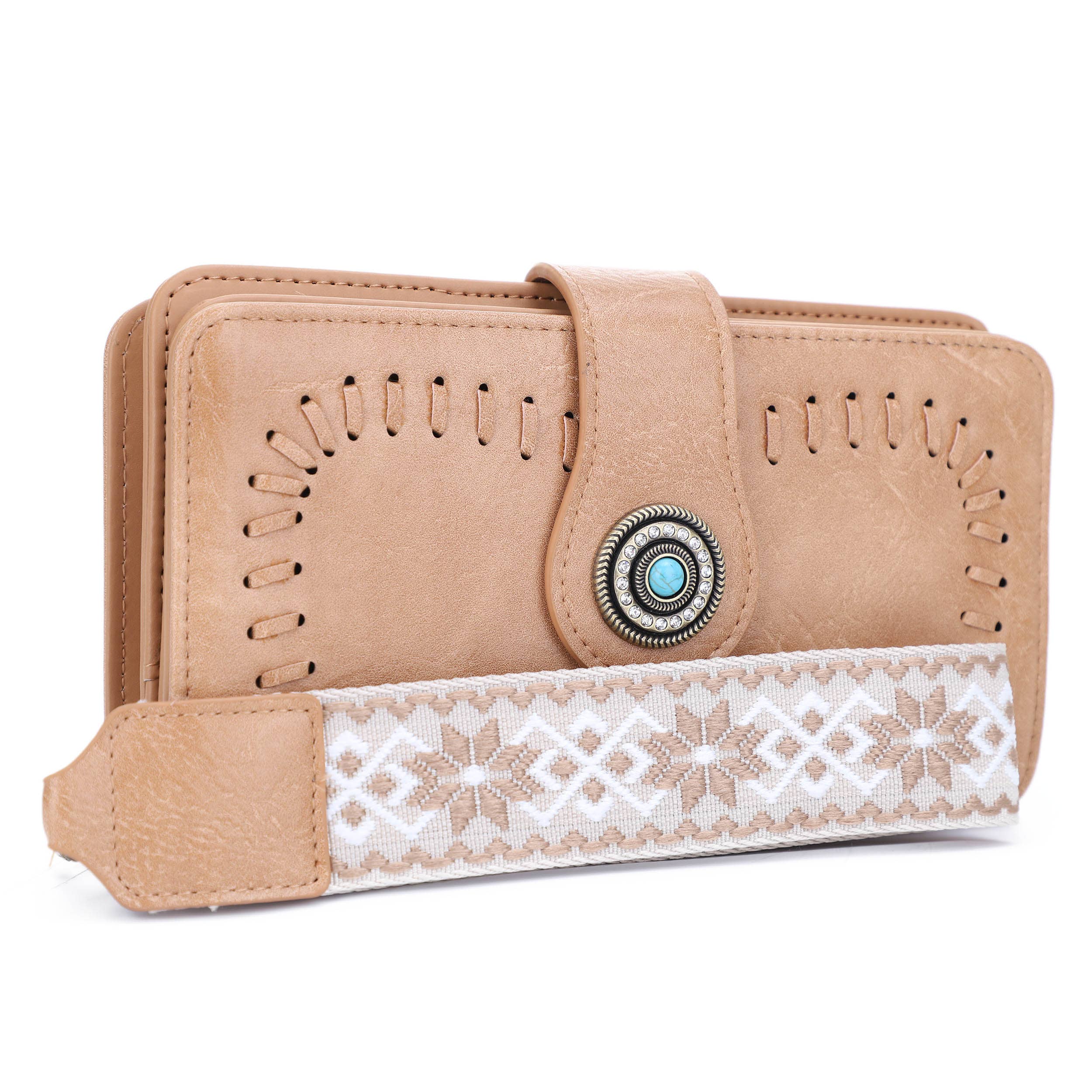 Dolly Western Women's Wallet with Boho Wristlet Strap