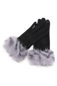 Collections by Fame Accessories - Fuzzy Faux Fur Cuff Smart Touch Gloves