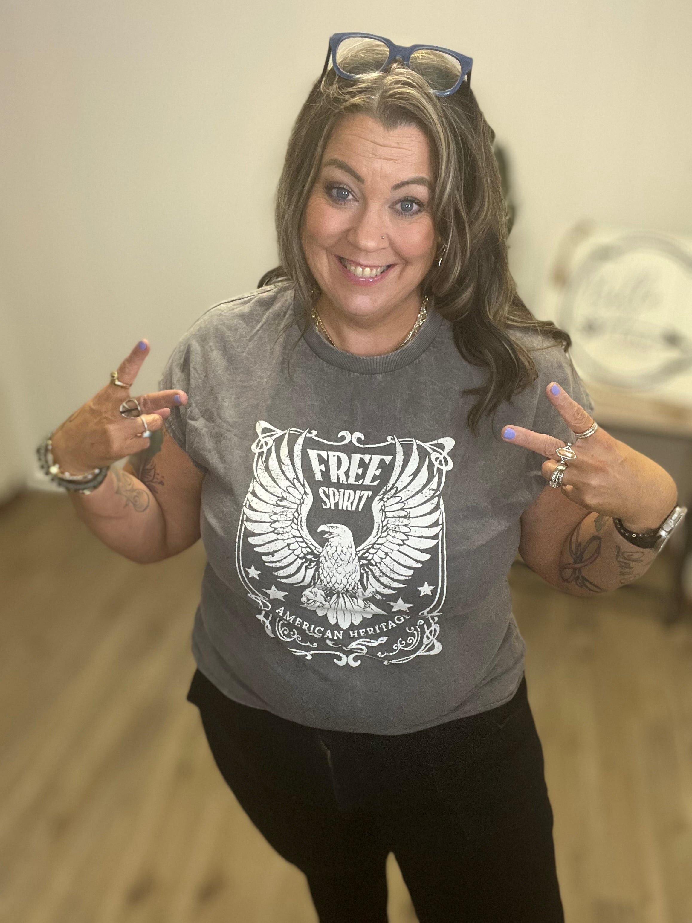 Minera lwashed Free Spirit Muscle Graphic Tank