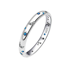 Blue Moon Star Stacking Band Ring  Sterling Silver