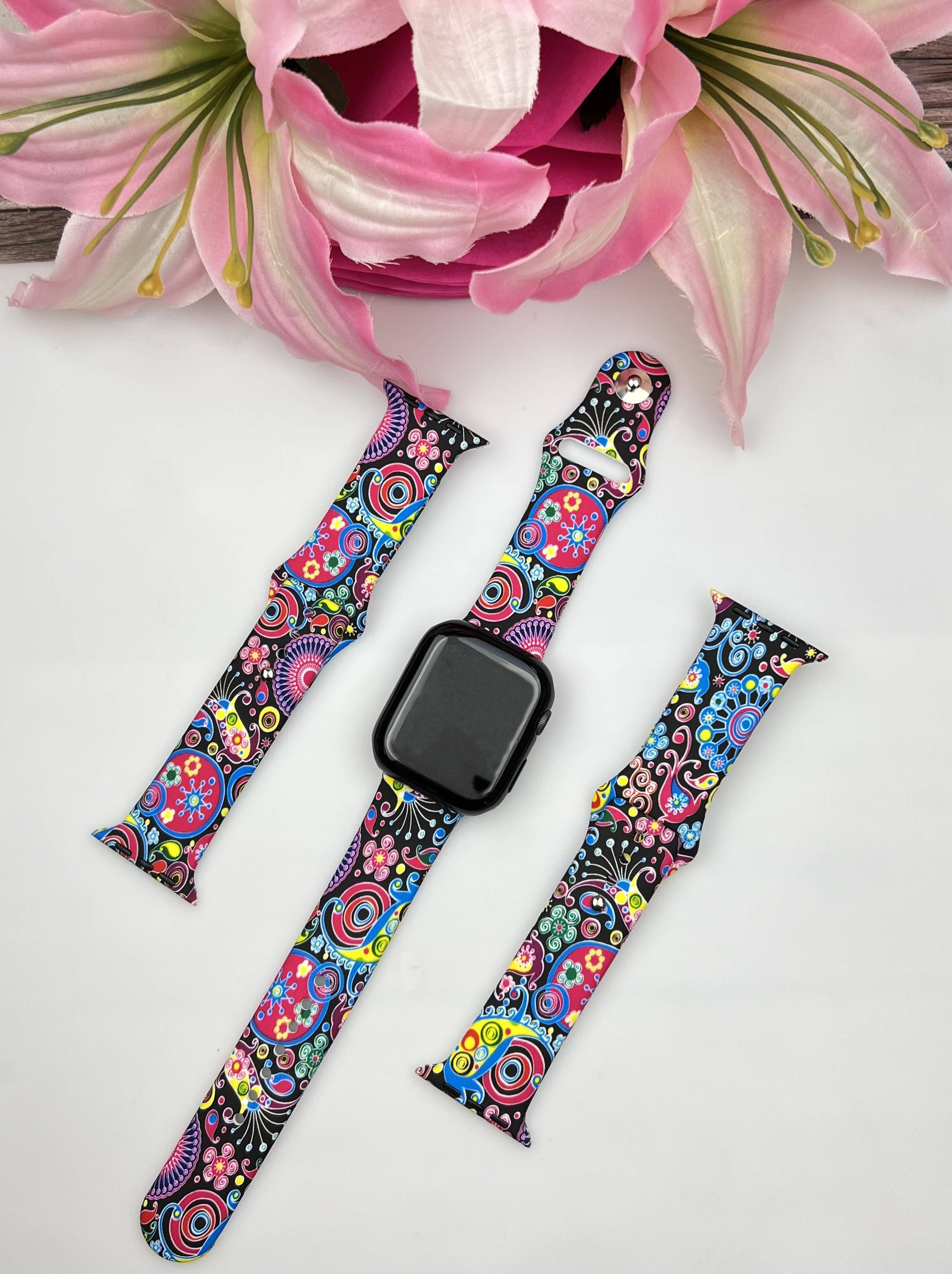 Multi Paisley Printed Silicone Bands Apple Watch