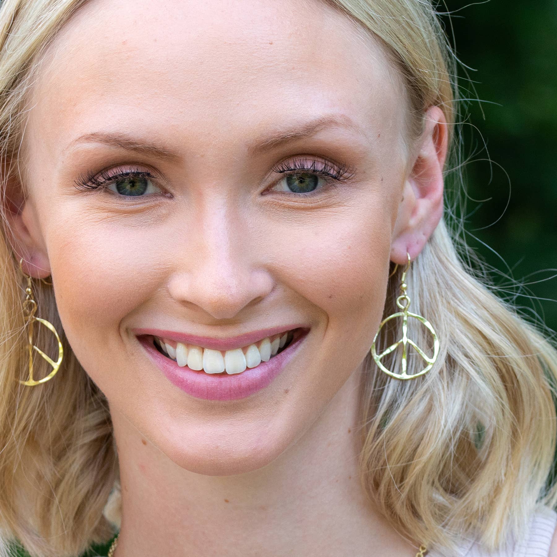 Gold Plated Earrings - Small Size Peace Sign