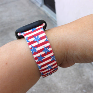 4th of July American Flag Apple Watch Silicone Band Striped