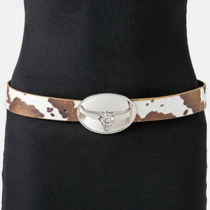 Glossy Longhorn Buckle Western Belt