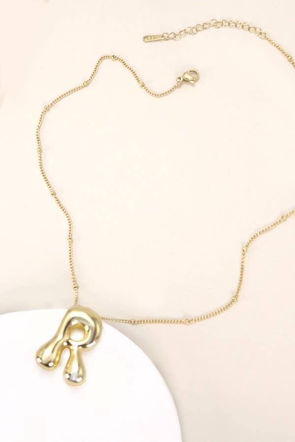 STAINLESS STEEL BALLOON BUBBLE INITIAL NECKLACE