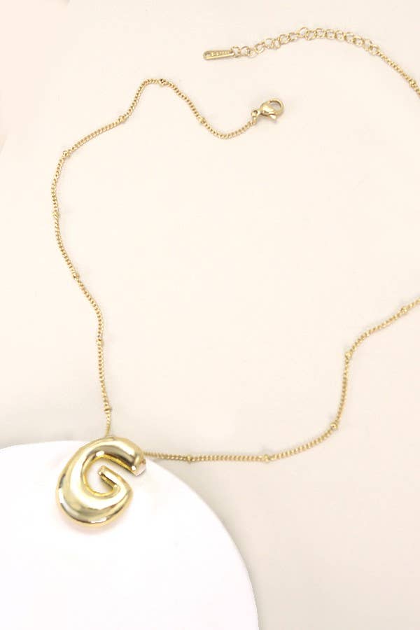 STAINLESS STEEL BALLOON BUBBLE INITIAL NECKLACE