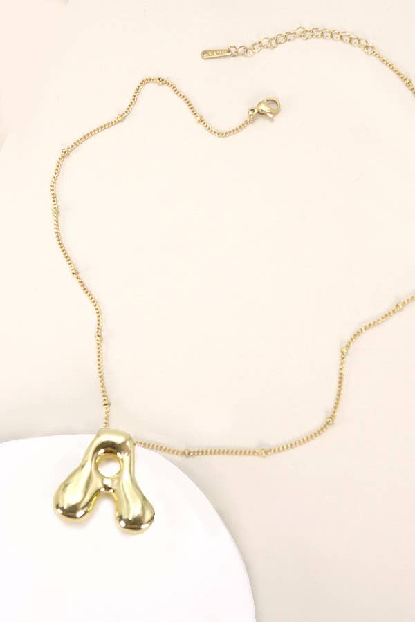 STAINLESS STEEL BALLOON BUBBLE INITIAL NECKLACE