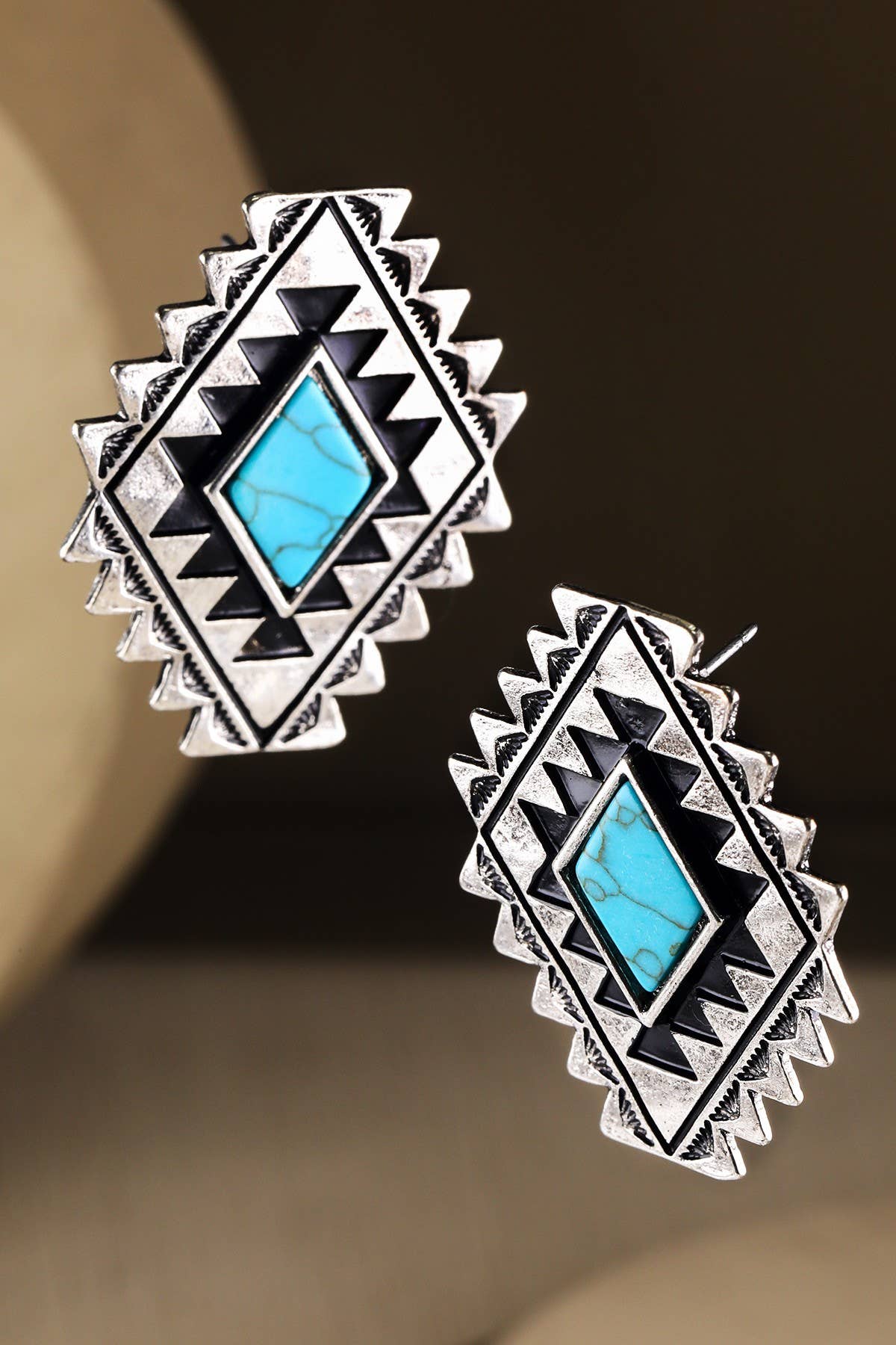 U Turquoise Rhombus Concho Earring