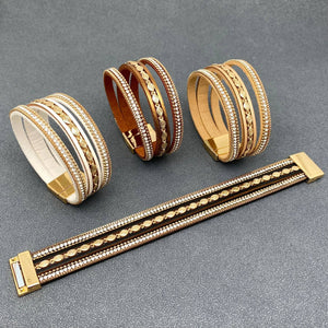 Sparkling Rhinestone & Leather Triple Boho Bracelet