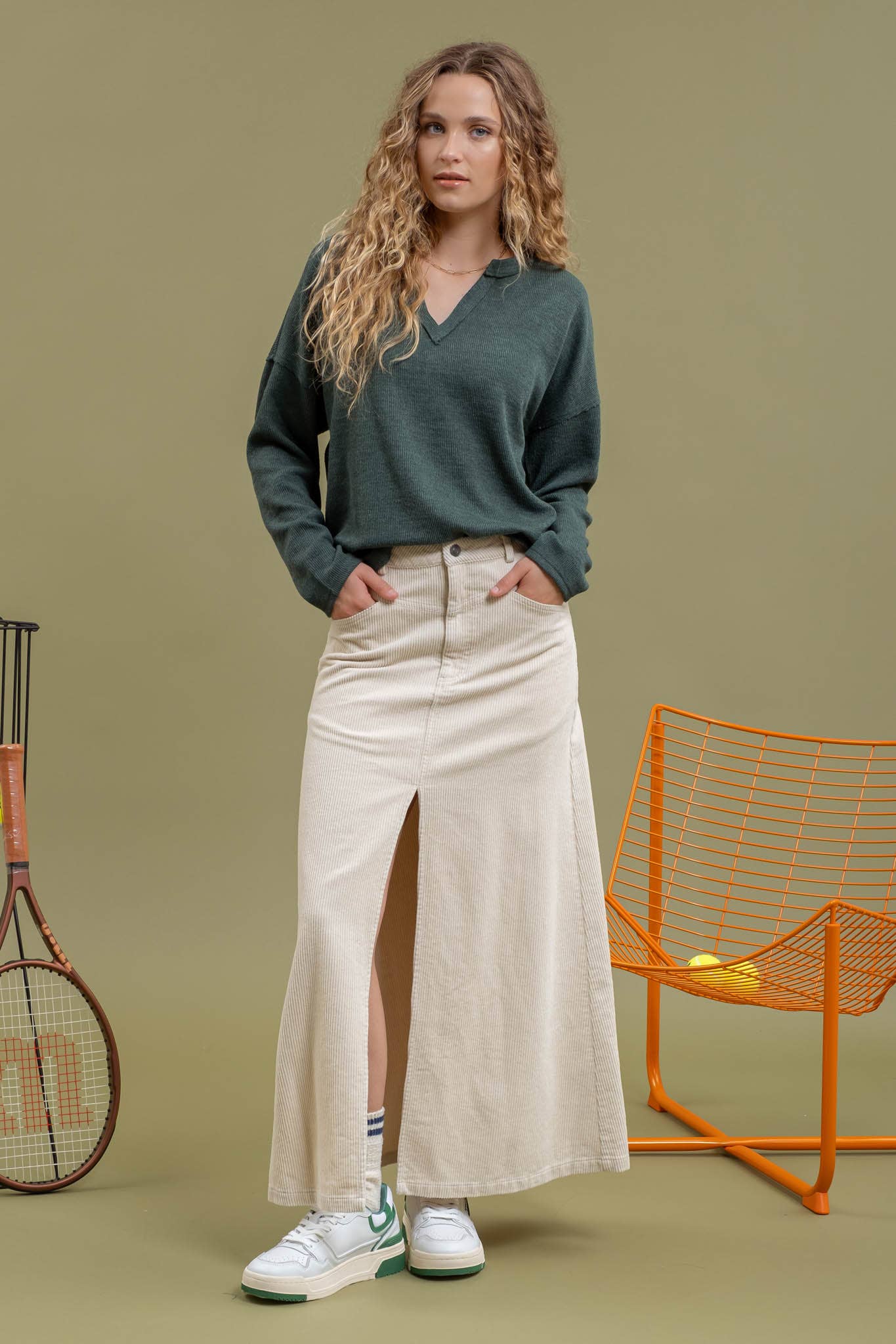 Blu Pepper - SOLID NOTCH NECK KNIT TOP