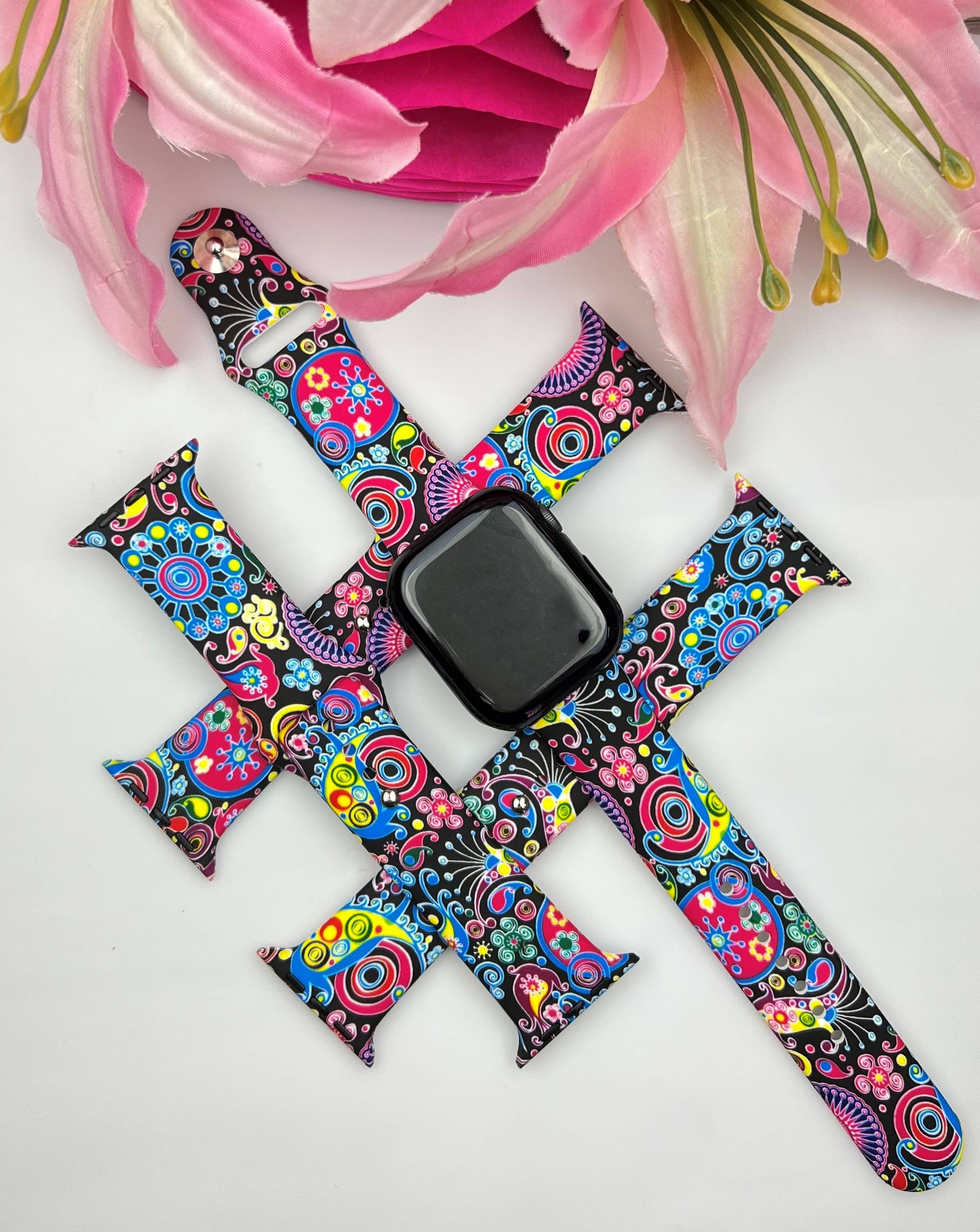 Multi Paisley Printed Silicone Bands Apple Watch