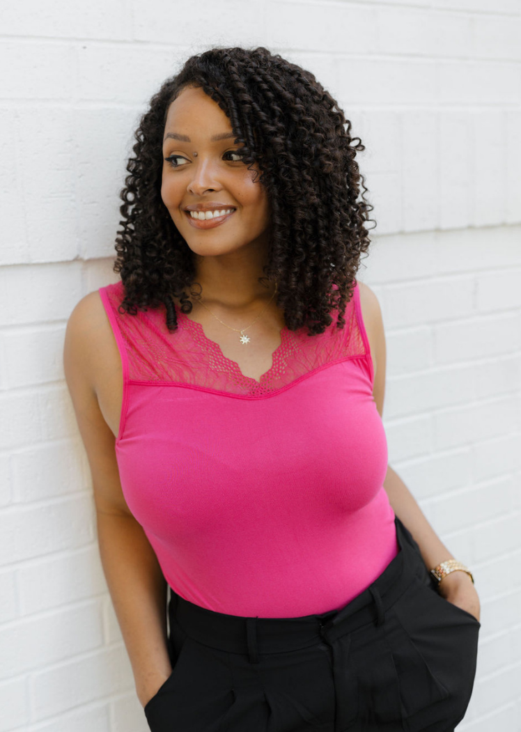 ELIETIAN - Lace Inset Top - Curvy Fit