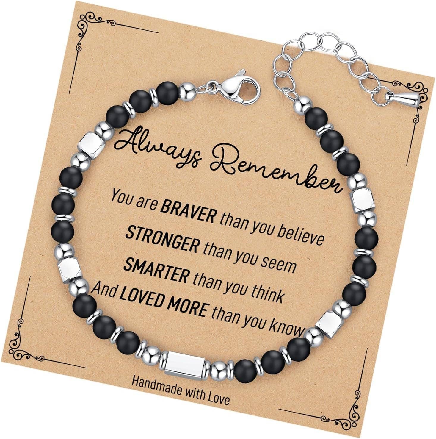 Mio Queena - 4mm Stone & Stainless Steel Bead Bracelet| Blessing Card -CS