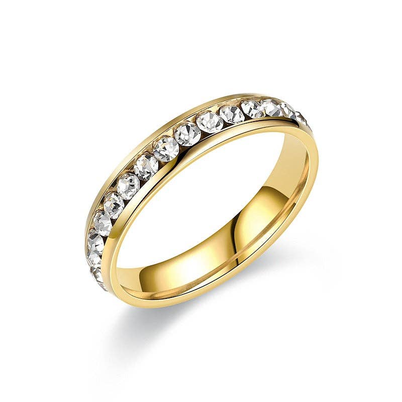 Pave Setting FULL Eternity Ring in Stainless Steel