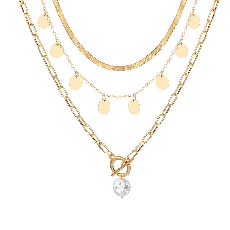 TITANIUM  STEEL NON-TARNISH MULTI LAYERED NECKLACE