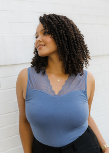 ELIETIAN - Lace Inset Top - Curvy Fit