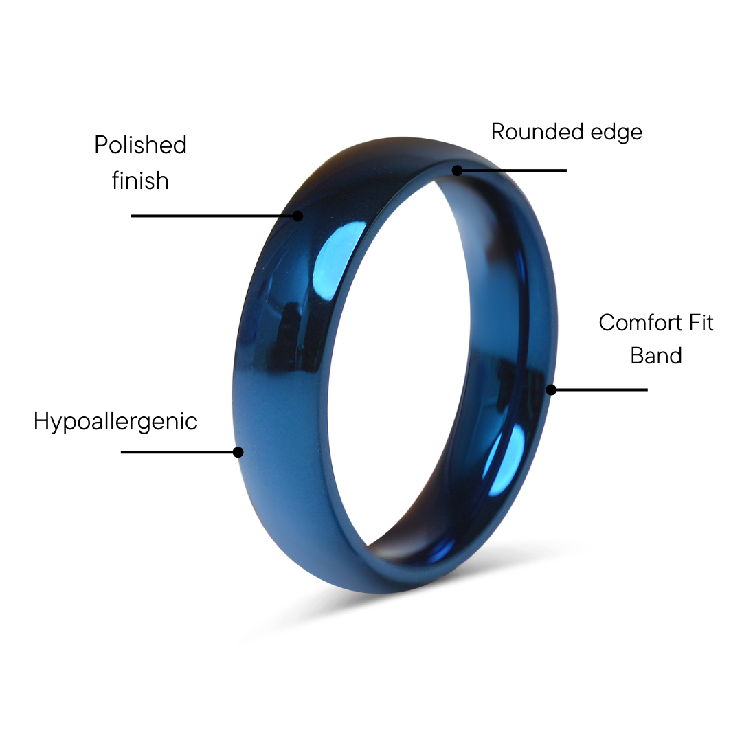 Blue Stainless Steel Blank Ring
