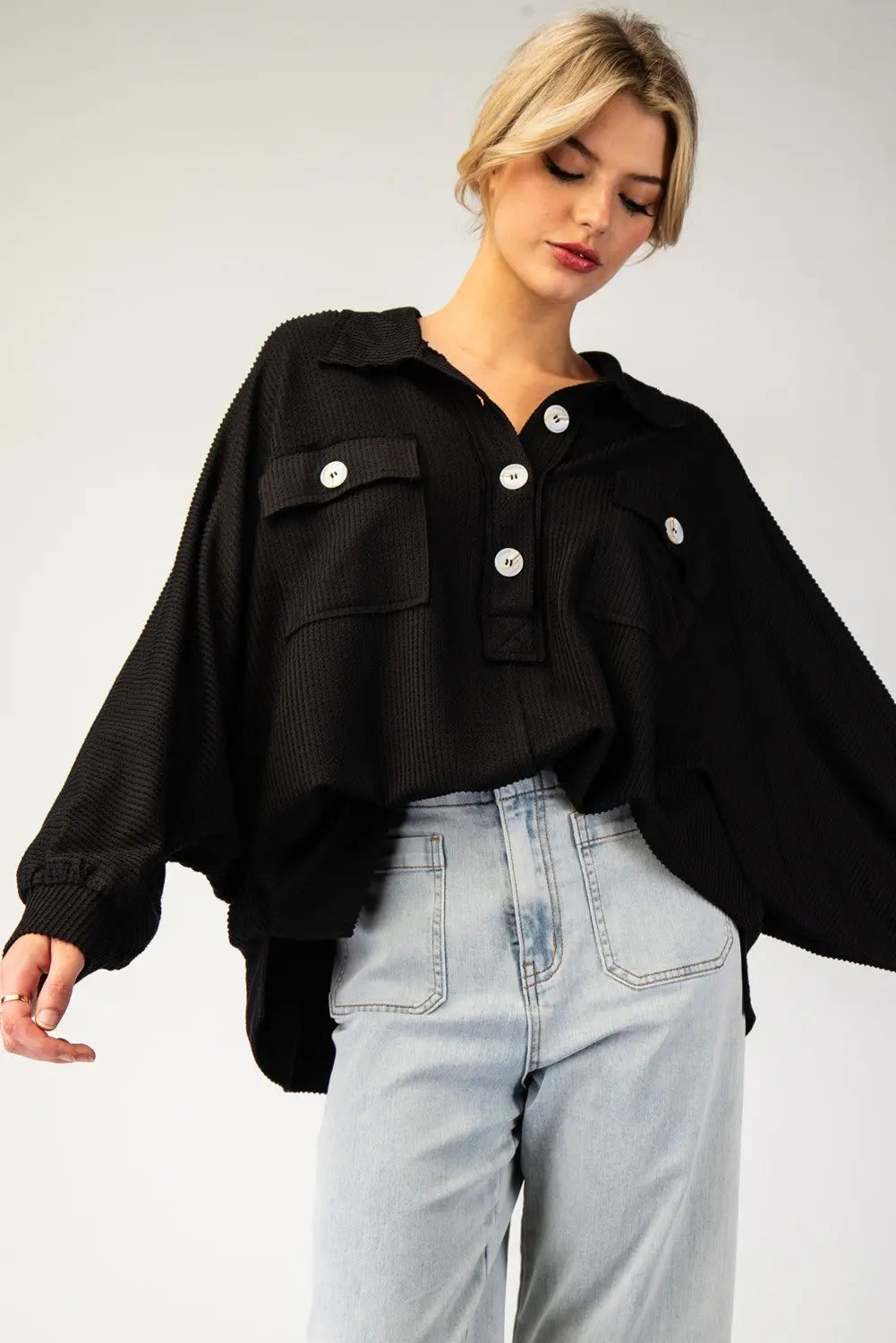 RITA RIBBED 3/4 SLEEVE