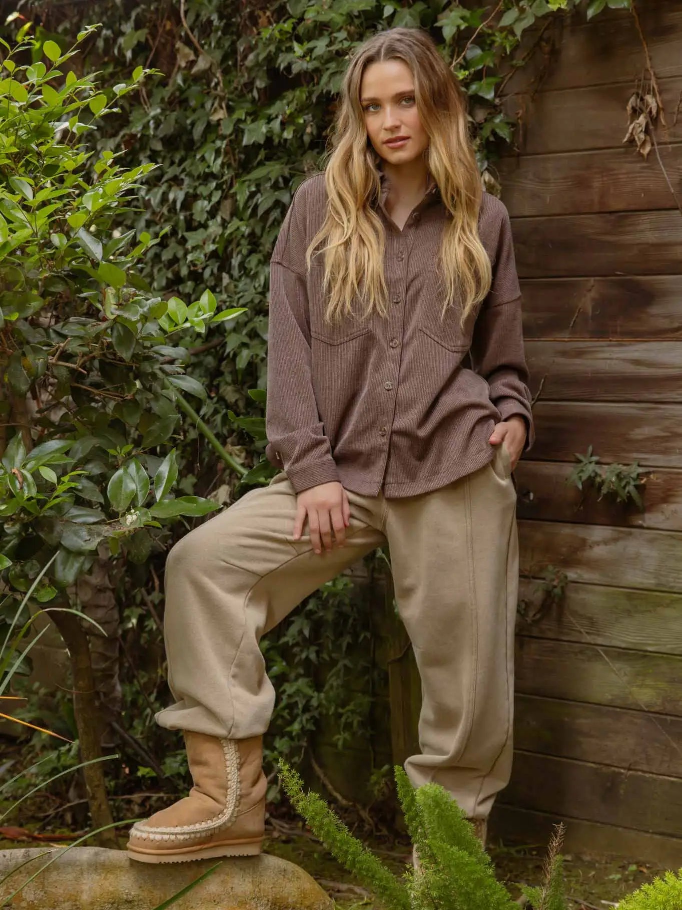 Pinstripe Collared Button Down Shacket