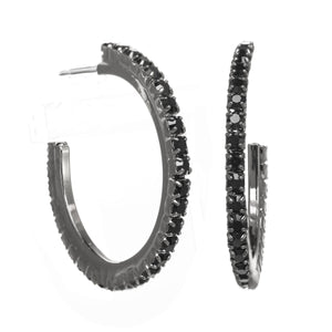 TOVA - Slim Hoop Earrings in Gunmetal