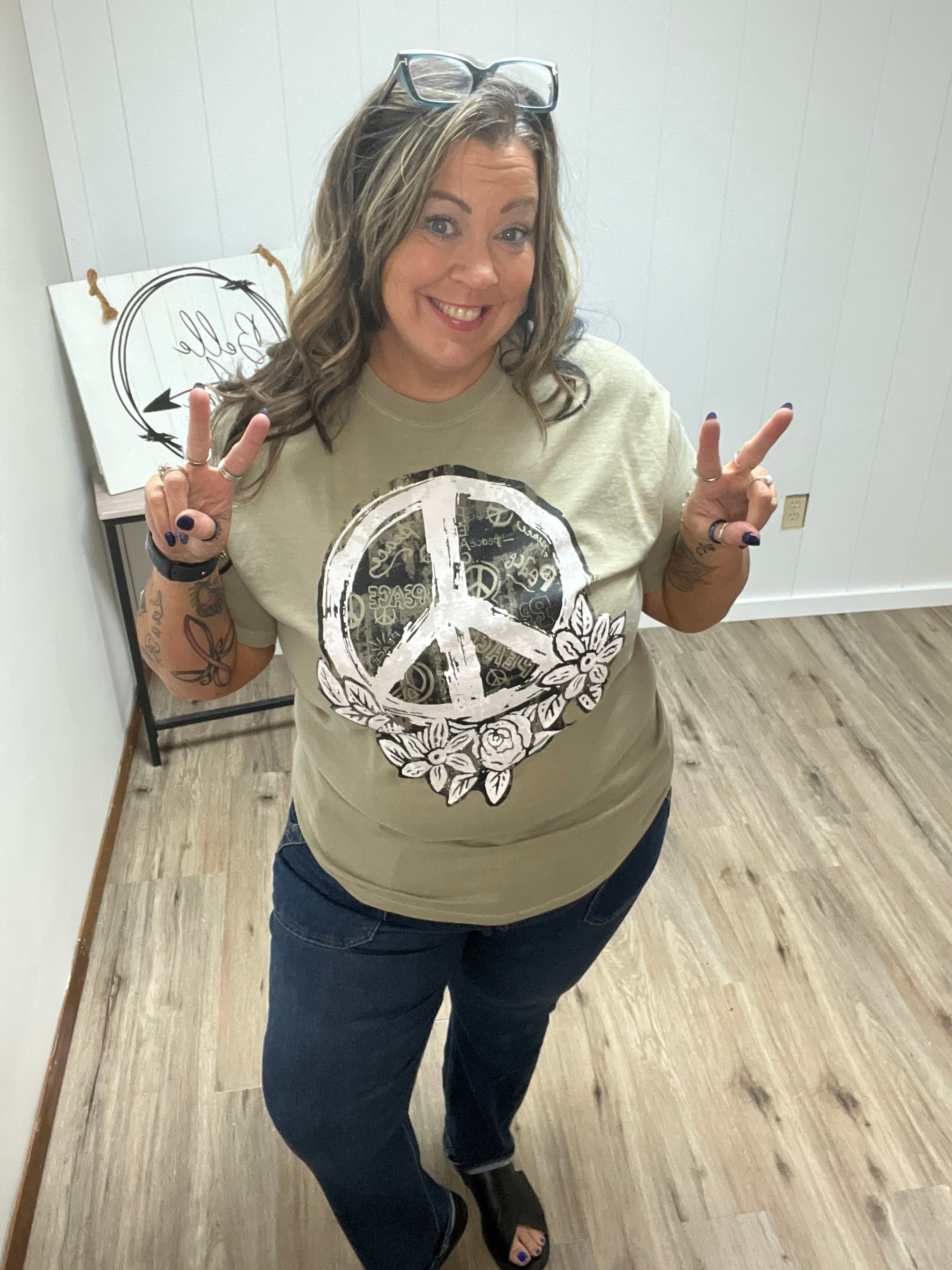 Where Peace Grows-Khaki Tee