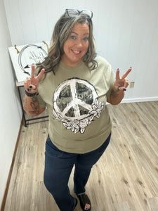 Where Peace Grows-Khaki Tee