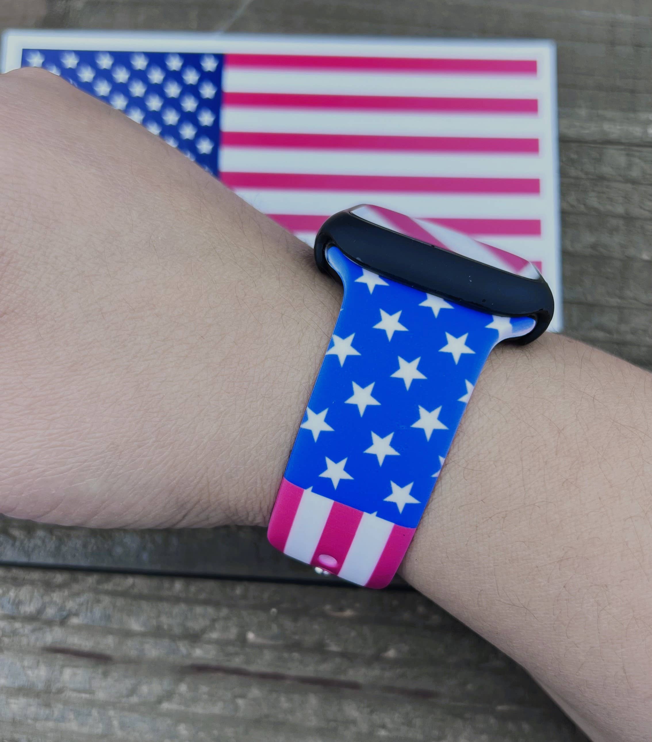 4th of July American Flag Apple Watch Silicone Band Striped