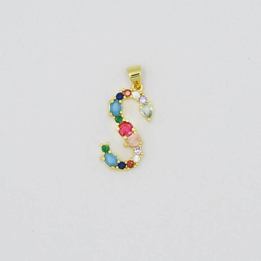 Treasure Jewels Inc. - Multi Gem Initial Charm