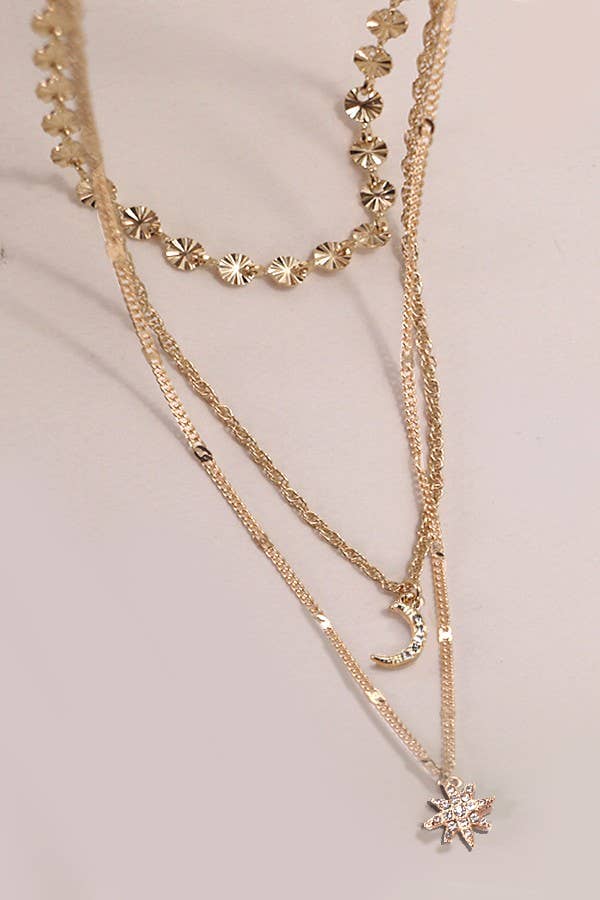 TRIO STAR MOON LAYERED NECKLACE