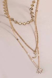 TRIO STAR MOON LAYERED NECKLACE