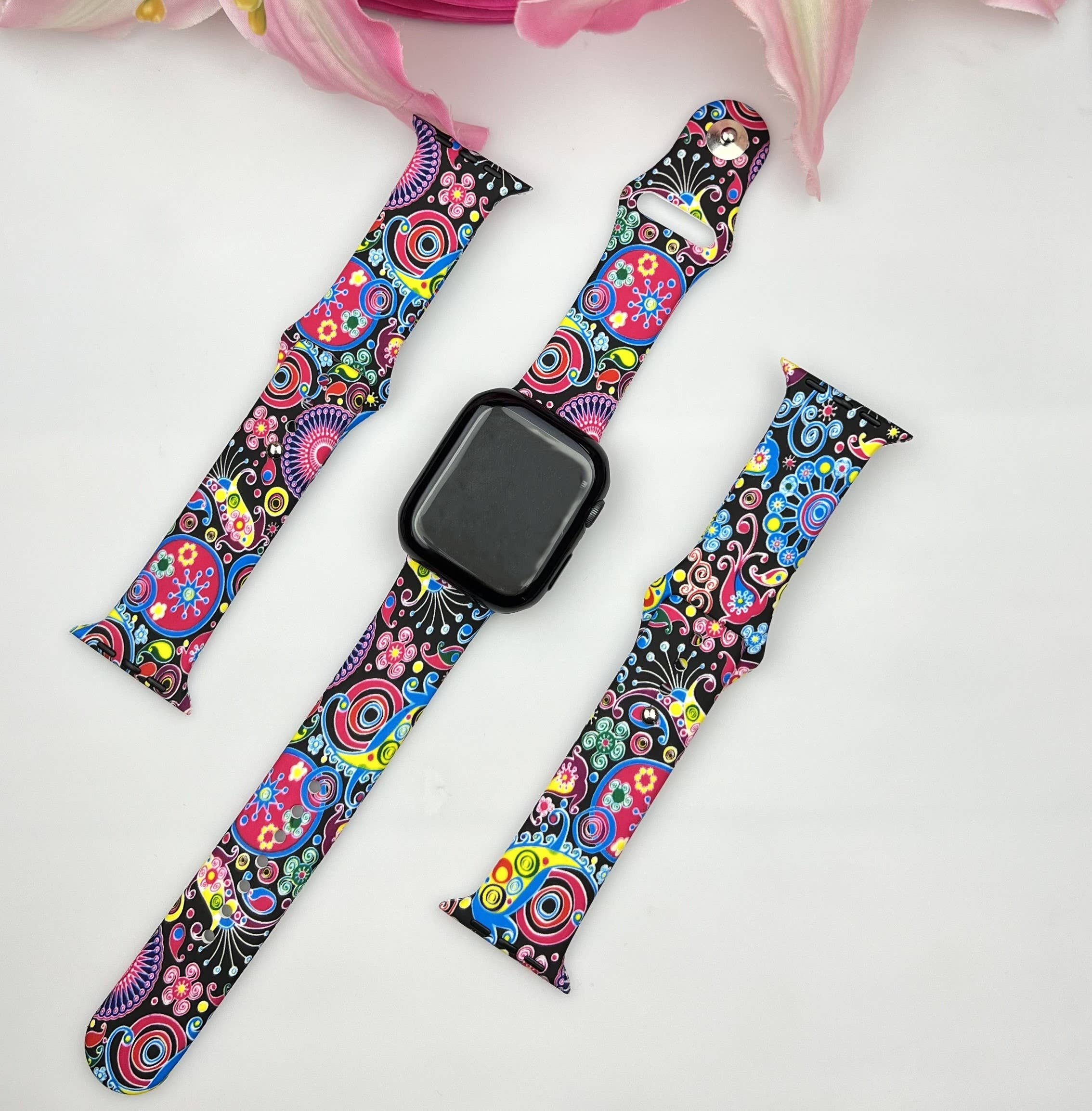 Multi Paisley Printed Silicone Bands Apple Watch