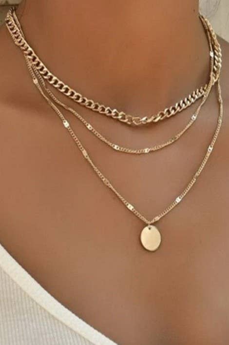 TITANIUM  STEEL NON-TARNISH LAYERED CHAIN NECKLACE