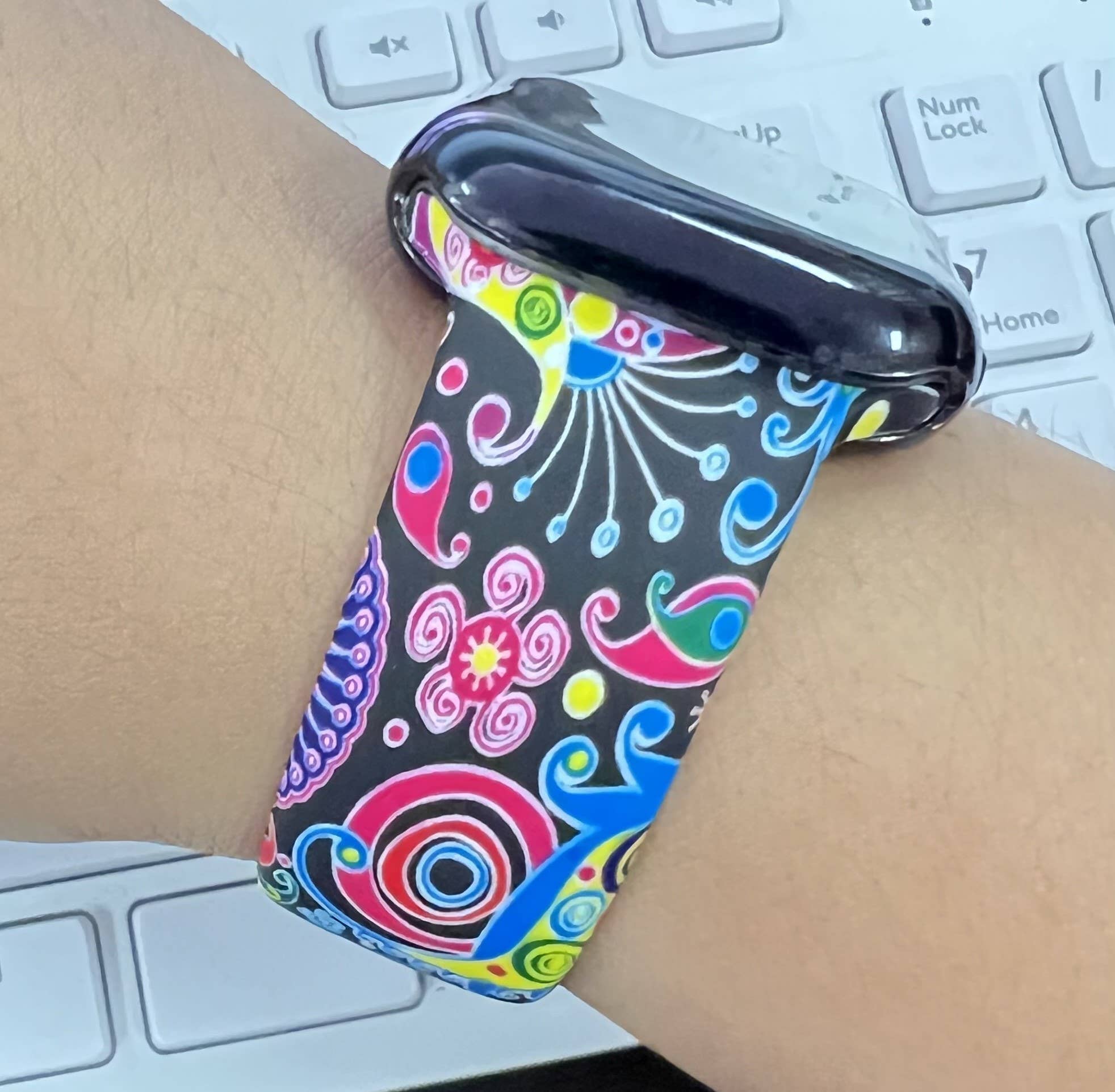 Multi Paisley Printed Silicone Bands Apple Watch