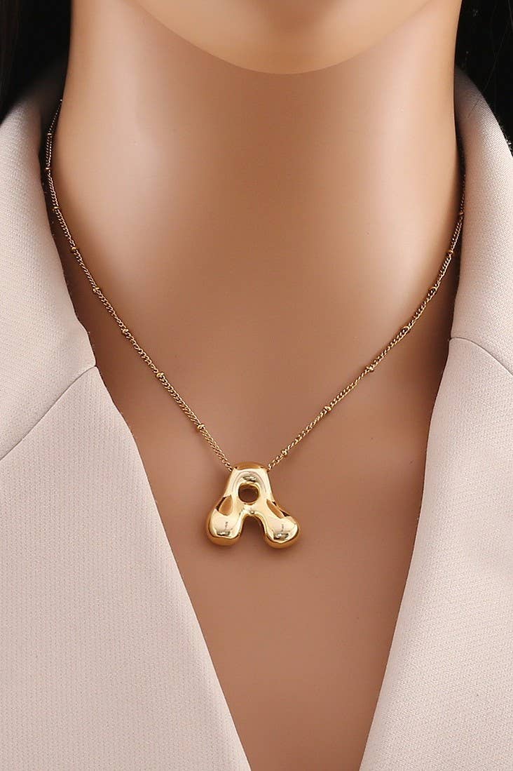 STAINLESS STEEL BALLOON BUBBLE INITIAL NECKLACE